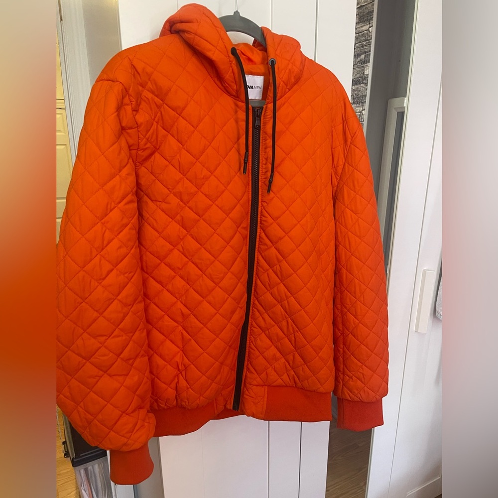 Fashion Nova Men XL Puffer Jacket Orange